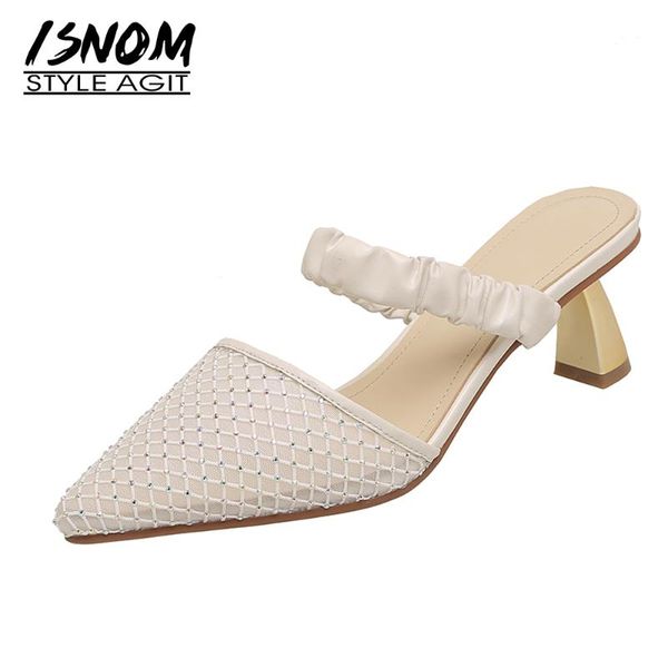 slippers isnoms women genuine leather crystal pleated strappy pointed toe thick high heels shoes ladies 2021 summer mesh slides, Black
slippers isnoms women genuine leather crystal pleated strappy pointed toe thick high heels shoes ladies 2021 summer mesh slides, Black