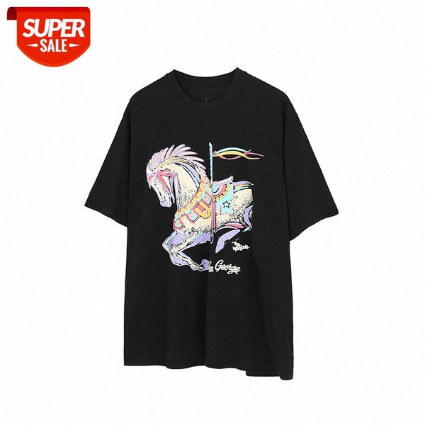 american high street hipster simple t-shirt loose hit color rainbow horse print short-sleeved tee couple men and women #ud58, White;black
american high street hipster simple t-shirt loose hit color rainbow horse print short-sleeved tee couple men and women #ud58, White;black