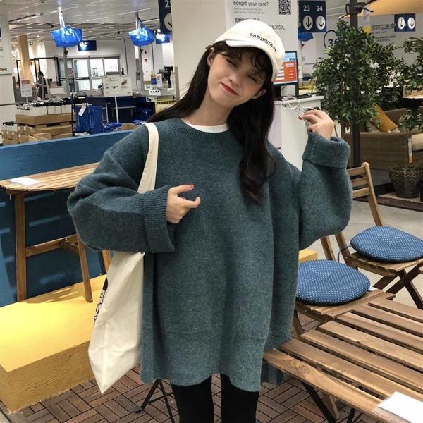 women's sweaters o-neck long sleeve women sweater solid sueter mujer loose casual korean female pullovers fashion oversized, White;black
women's sweaters o-neck long sleeve women sweater solid sueter mujer loose casual korean female pullovers fashion oversized, White;black