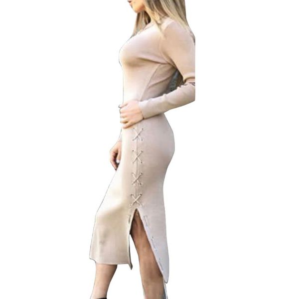 casual dresses spit lace up dress long sleeve sheath bodycon knit winter autumn women fashion knitting gv1041, Black;gray
casual dresses spit lace up dress long sleeve sheath bodycon knit winter autumn women fashion knitting gv1041, Black;gray
