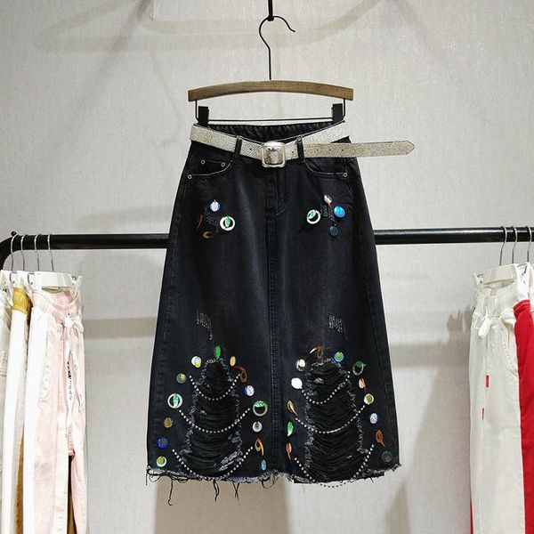 skirts sequined hole ocean denim skirt 2021 tassel in the long section slim was thin, Black
skirts sequined hole ocean denim skirt 2021 tassel in the long section slim was thin, Black