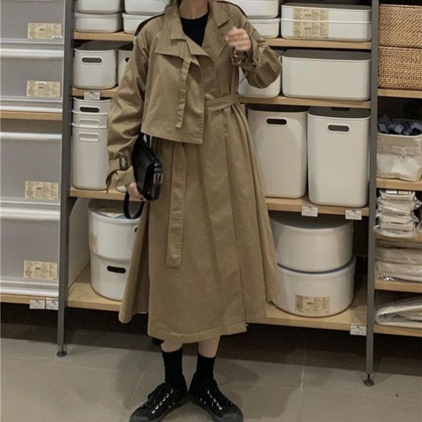 women's trench coats windbreaker female 2021 autumn casual chic loose ol harbor wind long coat solid elegant women outwear spring fy70, Tan;black
women's trench coats windbreaker female 2021 autumn casual chic loose ol harbor wind long coat solid elegant women outwear spring fy70, Tan;black