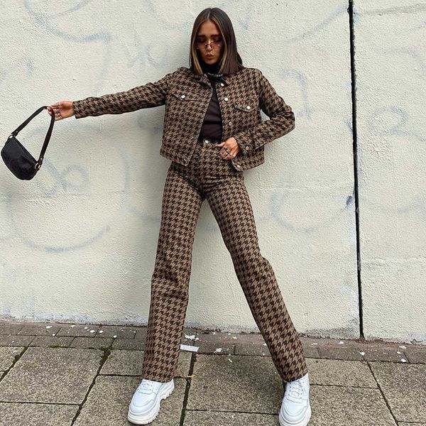 rapwriter vintage houndstooth tracksuit's stragiht pants cropped jacket fashion two piece set winter female outfits 210930, White
rapwriter vintage houndstooth tracksuit's stragiht pants cropped jacket fashion two piece set winter female outfits 210930, White