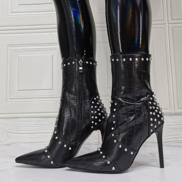 boots fashion punk rivets decoration design pointed toe women ankle ladies zip shoes booties thin high heels woman, Black
boots fashion punk rivets decoration design pointed toe women ankle ladies zip shoes booties thin high heels woman, Black