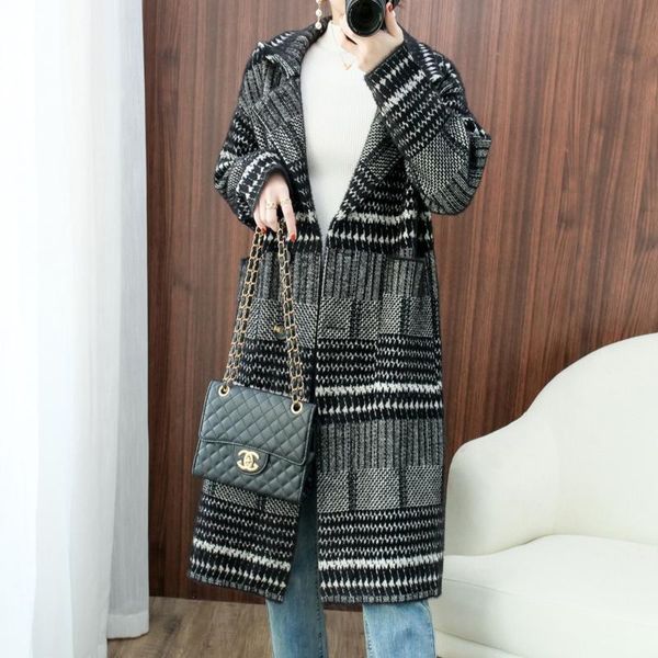 women's wool & blends cashmere trench jacket autumn winter women korean fashion long casual plaid thickness warm woolen coat button poc, Black
women's wool & blends cashmere trench jacket autumn winter women korean fashion long casual plaid thickness warm woolen coat button poc, Black
