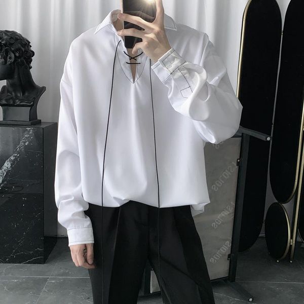men's casual shirts qiwn autumn shirt men temperament long-sleeved drawstring tie oversized luxury, White;black
men's casual shirts qiwn autumn shirt men temperament long-sleeved drawstring tie oversized luxury, White;black