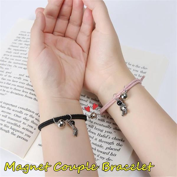 link, chain 2pcs/set couple bracelet magnetic attraction creative friendship rope cute star astronaut with bell, Black
link, chain 2pcs/set couple bracelet magnetic attraction creative friendship rope cute star astronaut with bell, Black