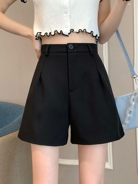 women's shorts black suit summer thin 2021 design high waist loose wide leg a-line pants, White;black
women's shorts black suit summer thin 2021 design high waist loose wide leg a-line pants, White;black