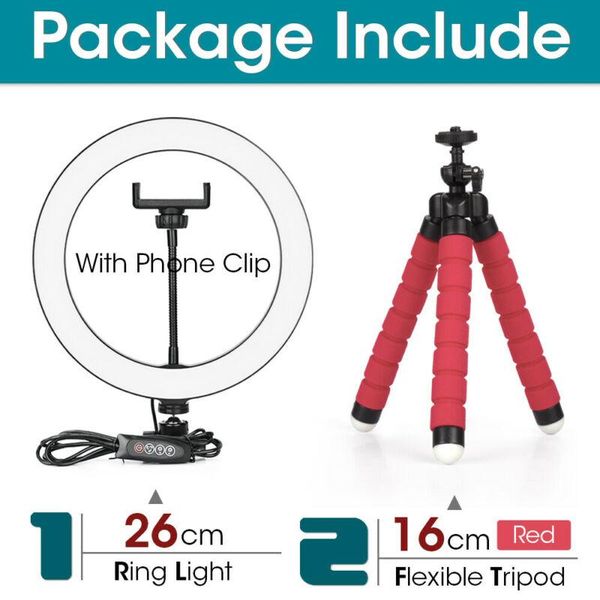 flash heads 10" led ring light + flexible tripod stand dimmable lighting lamp for professional pography po video and holder
flash heads 10" led ring light + flexible tripod stand dimmable lighting lamp for professional pography po video and holder