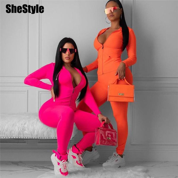 shestyle neon solid sporting workout leggings tracksuits women 2021 autumn zip up jacket skinny casual 2 two piece sets orangeing, Black;white
shestyle neon solid sporting workout leggings tracksuits women 2021 autumn zip up jacket skinny casual 2 two piece sets orangeing, Black;white