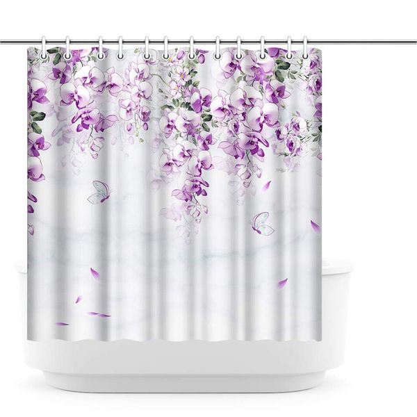 floral fabric shower curtain for girl purple wisteria flower falling in the wind with butterfly shower curtain modern waterproof
floral fabric shower curtain for girl purple wisteria flower falling in the wind with butterfly shower curtain modern waterproof
