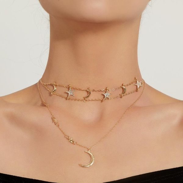 chokers 2pcs/set bohemian star pentagram moon fish tail mixed pendant necklace women simple personality daily jewelry necklaces, Golden;silver
chokers 2pcs/set bohemian star pentagram moon fish tail mixed pendant necklace women simple personality daily jewelry necklaces, Golden;silver