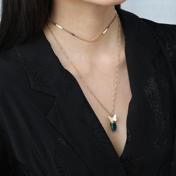 pendant necklaces butterfly green natural stone double layer necklace for women elegant handmade gold color women's jewelry gift, Silver
pendant necklaces butterfly green natural stone double layer necklace for women elegant handmade gold color women's jewelry gift, Silver