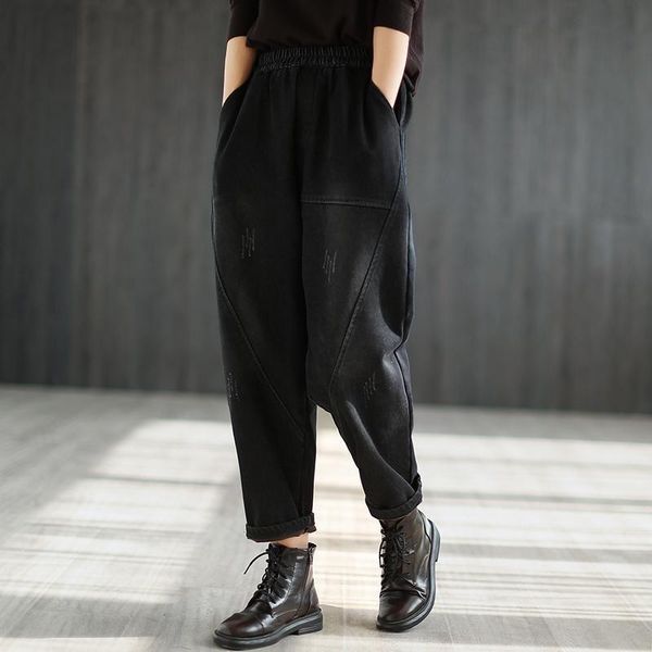 women's jeans autumn winter casual fashion black women vintage streetwear harlan pants large size plus velvet warm loose denim trousers, Blue
women's jeans autumn winter casual fashion black women vintage streetwear harlan pants large size plus velvet warm loose denim trousers, Blue