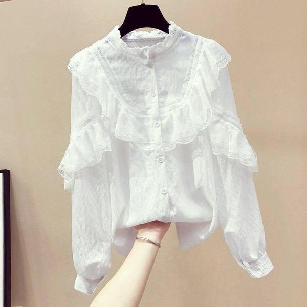 women's blouses & shirts long-sleeved 2021 spring and autumn fashion korean style ruffled shirt design sense of versatile casual, White
women's blouses & shirts long-sleeved 2021 spring and autumn fashion korean style ruffled shirt design sense of versatile casual, White