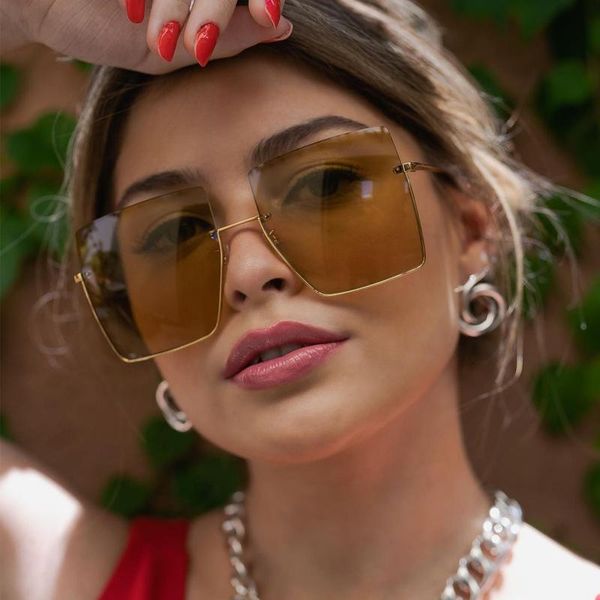 fashion half frame sunglasses women brand designer big square brown sun glasses female vintage metal color shades, White;black
fashion half frame sunglasses women brand designer big square brown sun glasses female vintage metal color shades, White;black
