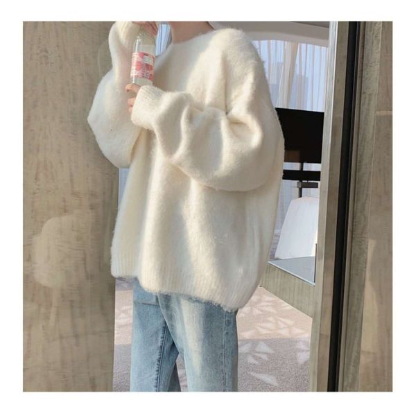 cha and gu soft cute white sweater autumn version loose plush waxy couple's, White;black
cha and gu soft cute white sweater autumn version loose plush waxy couple's, White;black