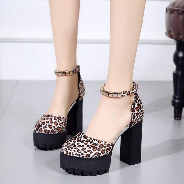 leopard fashion women's shoes overheight with leather buckle strap summer ladies sandals thick block footwear dress, Black
leopard fashion women's shoes overheight with leather buckle strap summer ladies sandals thick block footwear dress, Black