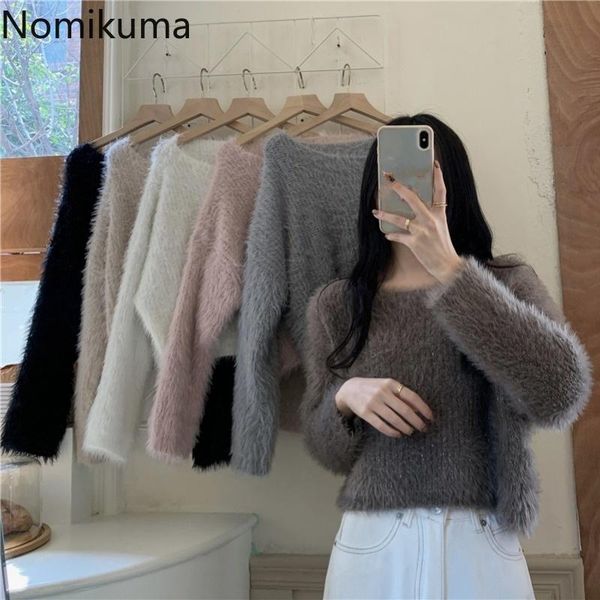 women's sweaters nomikuma o neck pullover short women autumn long sleeve sweet knitted jumpers korean fashion sueter mujer, White;black
women's sweaters nomikuma o neck pullover short women autumn long sleeve sweet knitted jumpers korean fashion sueter mujer, White;black