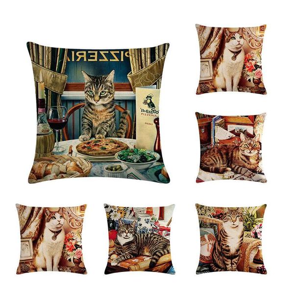 europe retro playing cat dinner cushion covers oil painting linen pillow cover 45x45cm bedroom sofa decor zy481 cushion/decorative
europe retro playing cat dinner cushion covers oil painting linen pillow cover 45x45cm bedroom sofa decor zy481 cushion/decorative