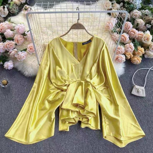 women's blouses & shirts zanzea fashion women office stain blouse autumn v neck long sleeve shirt elegant ruffle blusas femininas ol wo, White
women's blouses & shirts zanzea fashion women office stain blouse autumn v neck long sleeve shirt elegant ruffle blusas femininas ol wo, White