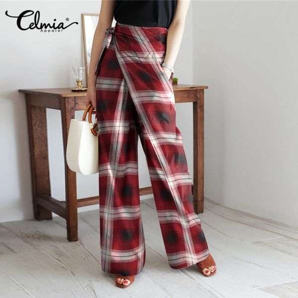 women's vintage plaid trousers celmia long palazzo 2021 autumn casual high waist office wide-leg pantalon femme plus size pants & capri, Black;white
women's vintage plaid trousers celmia long palazzo 2021 autumn casual high waist office wide-leg pantalon femme plus size pants & capri, Black;white