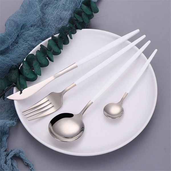 white silver stainless steel cutlery set kitchen creative combination tableware eco-friendly dinnerware spoon fork knife sets
white silver stainless steel cutlery set kitchen creative combination tableware eco-friendly dinnerware spoon fork knife sets
