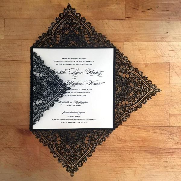 greeting cards black lace wedding invitation elegant personalized with your invite wording - set of 50 pcs
greeting cards black lace wedding invitation elegant personalized with your invite wording - set of 50 pcs