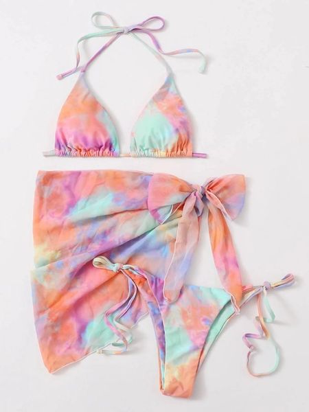 women's swimwear melphieer 3 pcs 2021 tie dye beach bikini ties bather bikinis woman bathing suit chiffon sarong beachwear outfit e1407, White;black
women's swimwear melphieer 3 pcs 2021 tie dye beach bikini ties bather bikinis woman bathing suit chiffon sarong beachwear outfit e1407, White;black