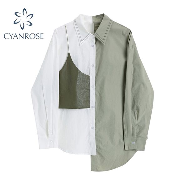 irregular women blouse patchwork autumn turn down collar long sleeve fashion loose designer streetwear woman shirts 210430, White
irregular women blouse patchwork autumn turn down collar long sleeve fashion loose designer streetwear woman shirts 210430, White
