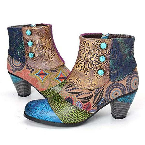 boots vintage splicing printed ankle for women shoes woman pu leather retro block high heels 2021, Black
boots vintage splicing printed ankle for women shoes woman pu leather retro block high heels 2021, Black