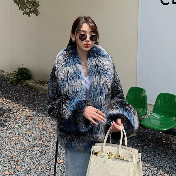 women's fur & faux autumn and winter vintage 2022 fall warm tweed real coats jackets dt033, Black
women's fur & faux autumn and winter vintage 2022 fall warm tweed real coats jackets dt033, Black