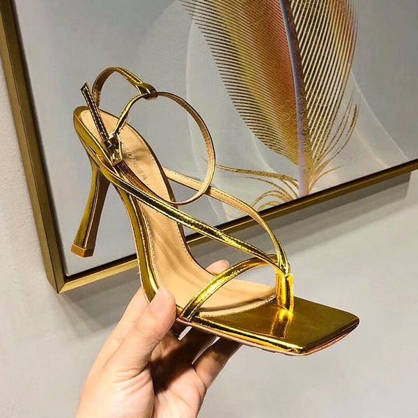 sandals 2021 women's gold square headband high-heeled with thin heel and straight toe band open, Black
sandals 2021 women's gold square headband high-heeled with thin heel and straight toe band open, Black