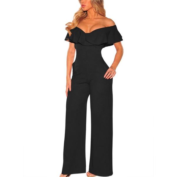 women's jumpsuits & rompers women autumn solid color ruffle off shoulder wide leg jumpsuit long romper, Black;white
women's jumpsuits & rompers women autumn solid color ruffle off shoulder wide leg jumpsuit long romper, Black;white