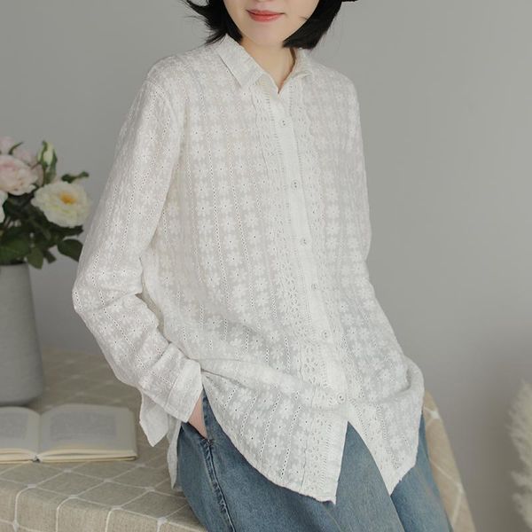 women's blouses & shirts 2021 autumn full daisy flowers embroidery long sleeve white shirt blouse mori girl lolita
women's blouses & shirts 2021 autumn full daisy flowers embroidery long sleeve white shirt blouse mori girl lolita