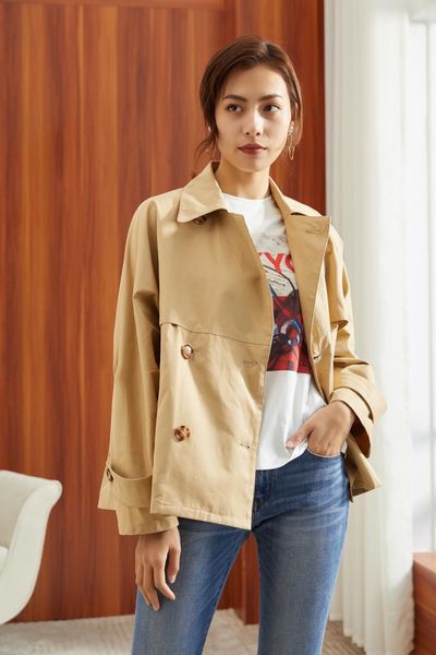 women's trench coats short classic windbreaker waterproof british high-end english style autumn winter gabadian solid color size coat h, Tan;black
women's trench coats short classic windbreaker waterproof british high-end english style autumn winter gabadian solid color size coat h, Tan;black