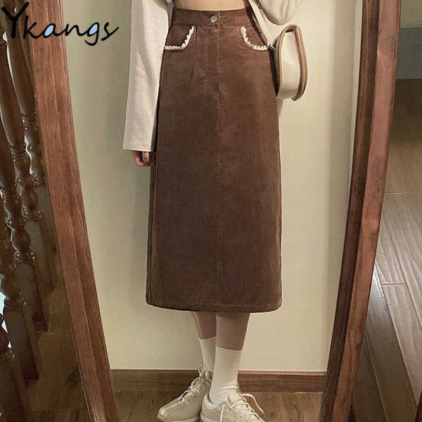vintage corduroy lace stitching long skirt women high waist a-line skirts brown button pocket midi skirts jupe femme saia 210619, Black
vintage corduroy lace stitching long skirt women high waist a-line skirts brown button pocket midi skirts jupe femme saia 210619, Black