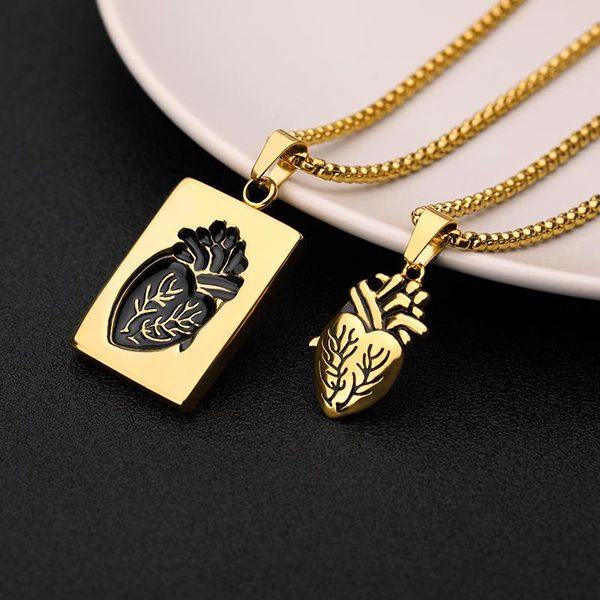 anatomical human heart necklace titanium steel set on rectangle pendant cardiac collier femme women men punk jewelry necklaces, Silver
anatomical human heart necklace titanium steel set on rectangle pendant cardiac collier femme women men punk jewelry necklaces, Silver