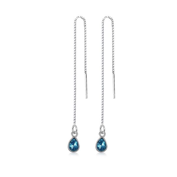 japanese and water drop silver plated earrings, blue crystal simple ear thread, long female korean earrings, Black
japanese and water drop silver plated earrings, blue crystal simple ear thread, long female korean earrings, Black