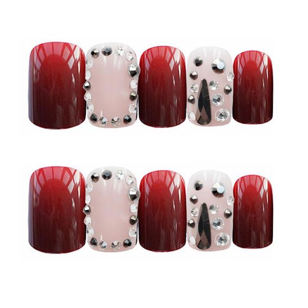 false nails 27g wine red black water droplets and rhinestone decorated full cover fake mid-length square head fingernails hjl2021, Red;gold
false nails 27g wine red black water droplets and rhinestone decorated full cover fake mid-length square head fingernails hjl2021, Red;gold