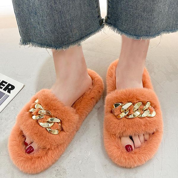 slippers summer fluffy women gold chain fur shoes flip flop flat furry slides outdoor sandals woman, Black
slippers summer fluffy women gold chain fur shoes flip flop flat furry slides outdoor sandals woman, Black