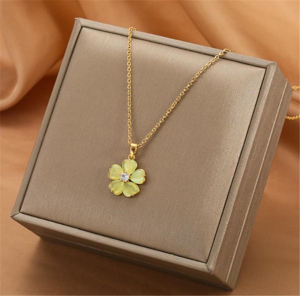 pendant necklaces 316l stainless steel cat eye flower necklace female fashion small fresh clavicle chain titanium non-fading jewelry, Silver
pendant necklaces 316l stainless steel cat eye flower necklace female fashion small fresh clavicle chain titanium non-fading jewelry, Silver