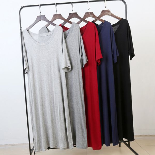 casual dresses spring short-sleeved v neck modal loose long pocket side split soft cotton calf udwn, Black;gray
casual dresses spring short-sleeved v neck modal loose long pocket side split soft cotton calf udwn, Black;gray
