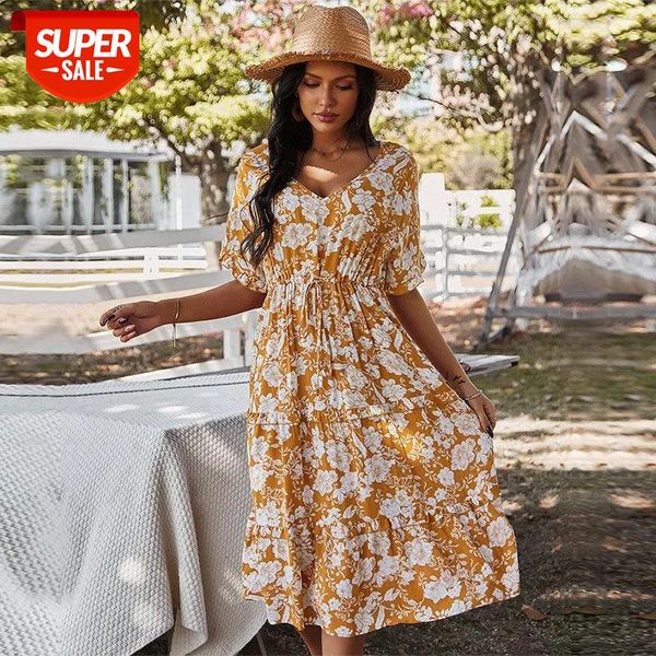 2021 Spring New Print Dress Women Casual Short Sleeve High Waist Lace Up Floral Dress For Women Sexy V Neck Summer #jk84, White;black
2021 Spring New Print Dress Women Casual Short Sleeve High Waist Lace Up Floral Dress For Women Sexy V Neck Summer #jk84, White;black