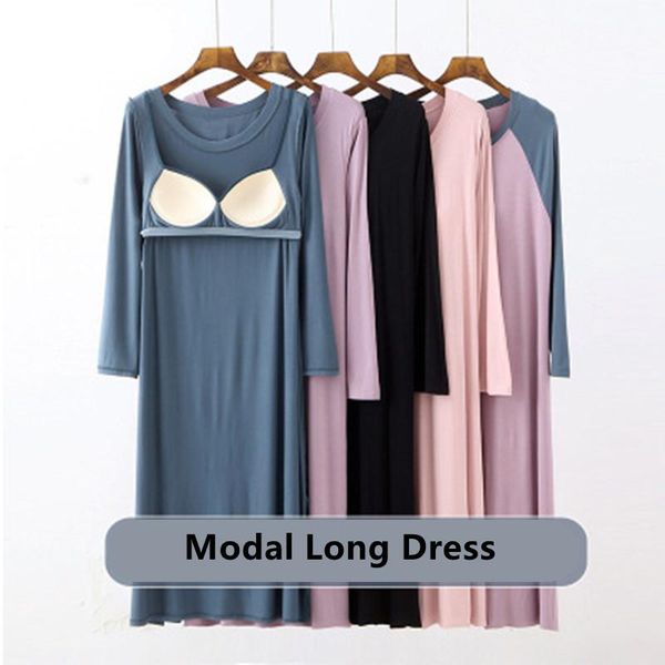 women's sleepwear modal nightdress women 3d bra long sleeve homewear clothes fashion soft solid color casual simple mom pyjama, Black;red
women's sleepwear modal nightdress women 3d bra long sleeve homewear clothes fashion soft solid color casual simple mom pyjama, Black;red