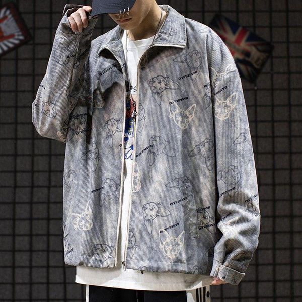 men's jackets spring and autumn fashion korean retro street hip-hop fun animal print corduroy jacket, Black;brown
men's jackets spring and autumn fashion korean retro street hip-hop fun animal print corduroy jacket, Black;brown