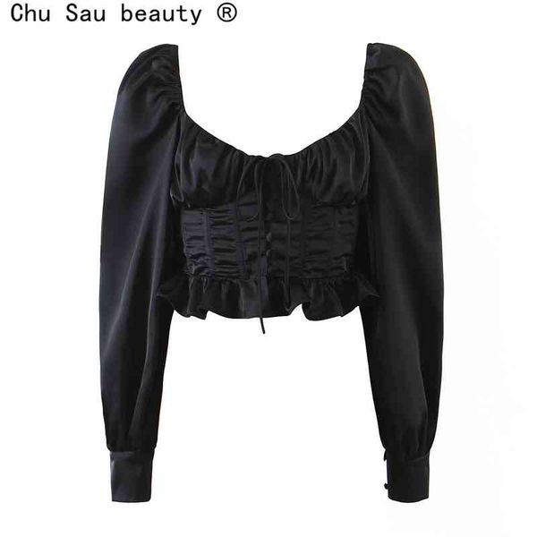 spring style square neck tie pleated slim ruffled vintage puff long sleeve short blouse shirt crop women 210508, White
spring style square neck tie pleated slim ruffled vintage puff long sleeve short blouse shirt crop women 210508, White