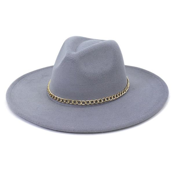 wide brim hats fine gold chain fedoras hat for women men feather luxury fashion panama 2021 party autumn brim9.2cm, Blue;gray
wide brim hats fine gold chain fedoras hat for women men feather luxury fashion panama 2021 party autumn brim9.2cm, Blue;gray