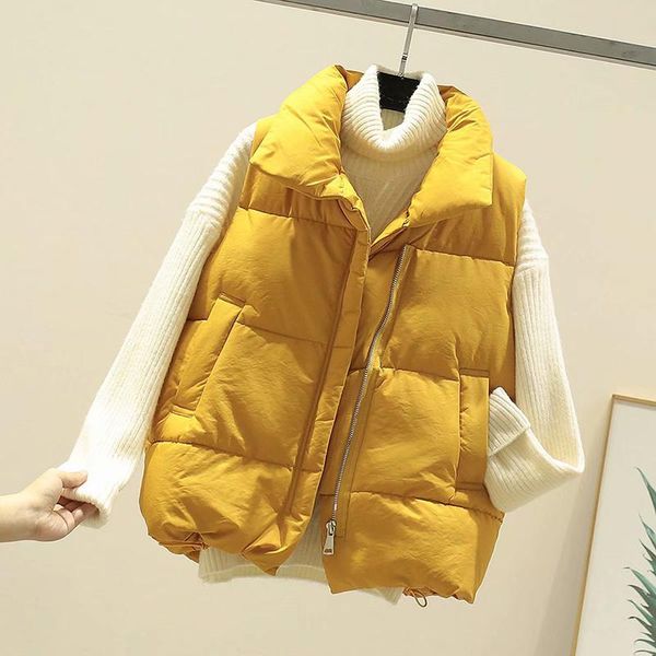 women's vests 2021 winter women vest cotton sleeveless jacket waistcoat yellow warm solid slim pockets clothing, Black;white
women's vests 2021 winter women vest cotton sleeveless jacket waistcoat yellow warm solid slim pockets clothing, Black;white