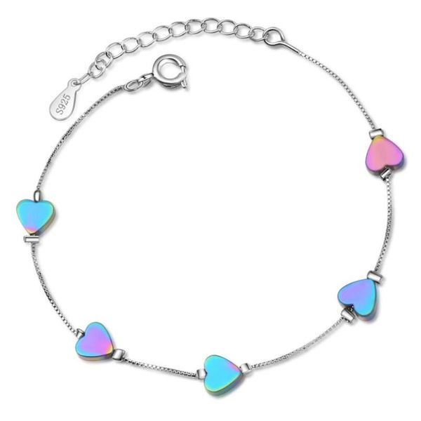 link, chain gradient color heart bracelets for women trend creative 925 sterling silver jewelry accessories party gifts bijoux sab17, Black
link, chain gradient color heart bracelets for women trend creative 925 sterling silver jewelry accessories party gifts bijoux sab17, Black